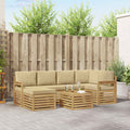 Outdoor-Sofagarnitur 7 pcs Weiß und Beige 59 x 59 x 37 cm