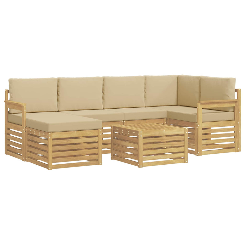 Outdoor-Sofagarnitur 7 pcs Weiß und Beige 59 x 59 x 37 cm