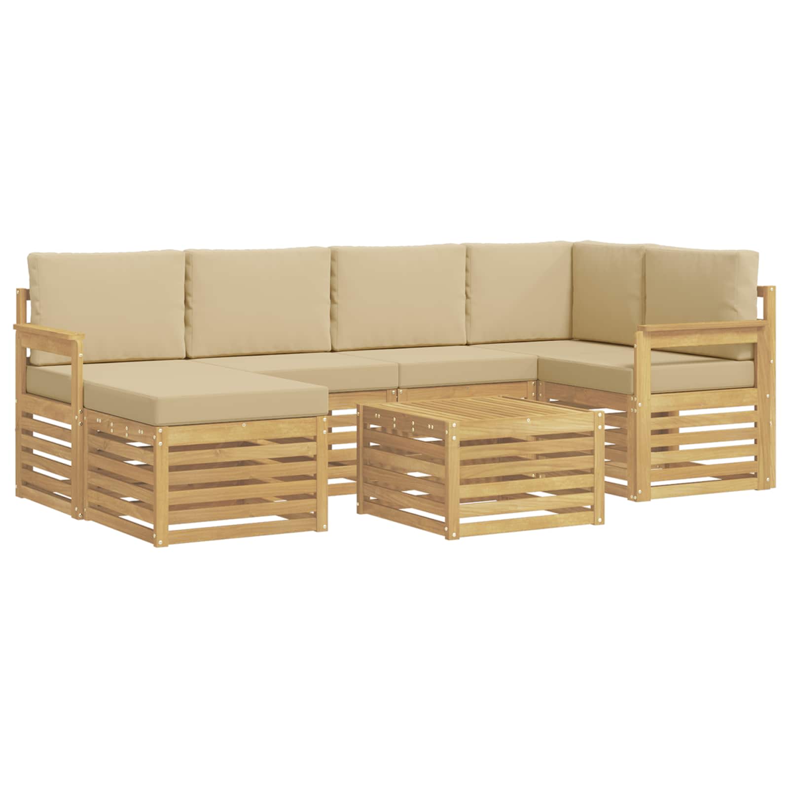 Outdoor-Sofagarnitur 7 pcs Weiß und Beige 59 x 59 x 37 cm
