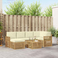 Outdoor-Sofagarnitur 7 pcs Weiß und Creme Polyester