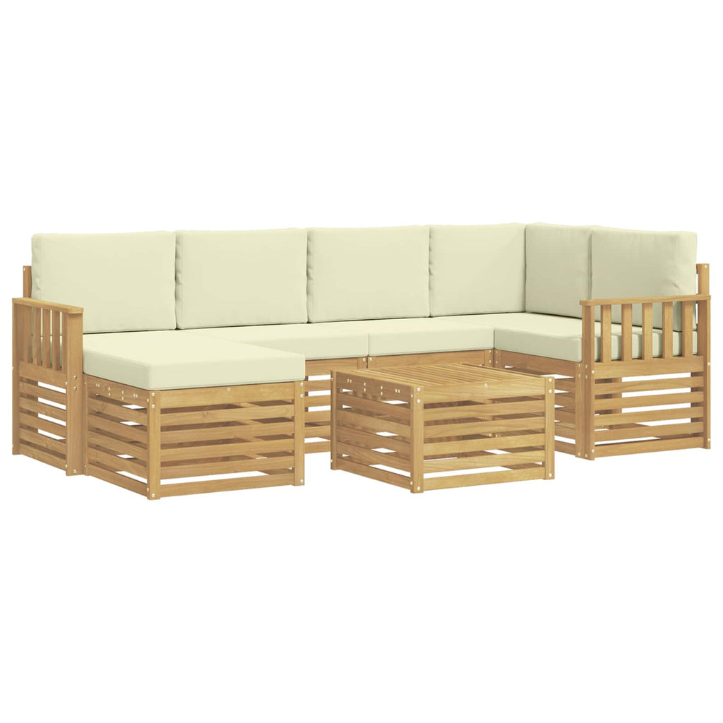 Outdoor-Sofagarnitur 7 pcs Weiß und Creme Polyester