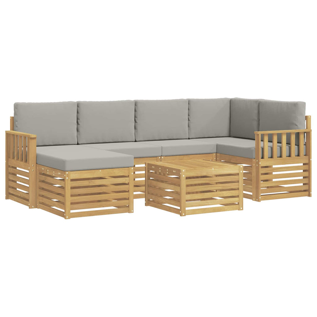 Outdoor-Sofagarnitur 7 pcs Weiß und Hellgrau 59 x 59 x 37 cm