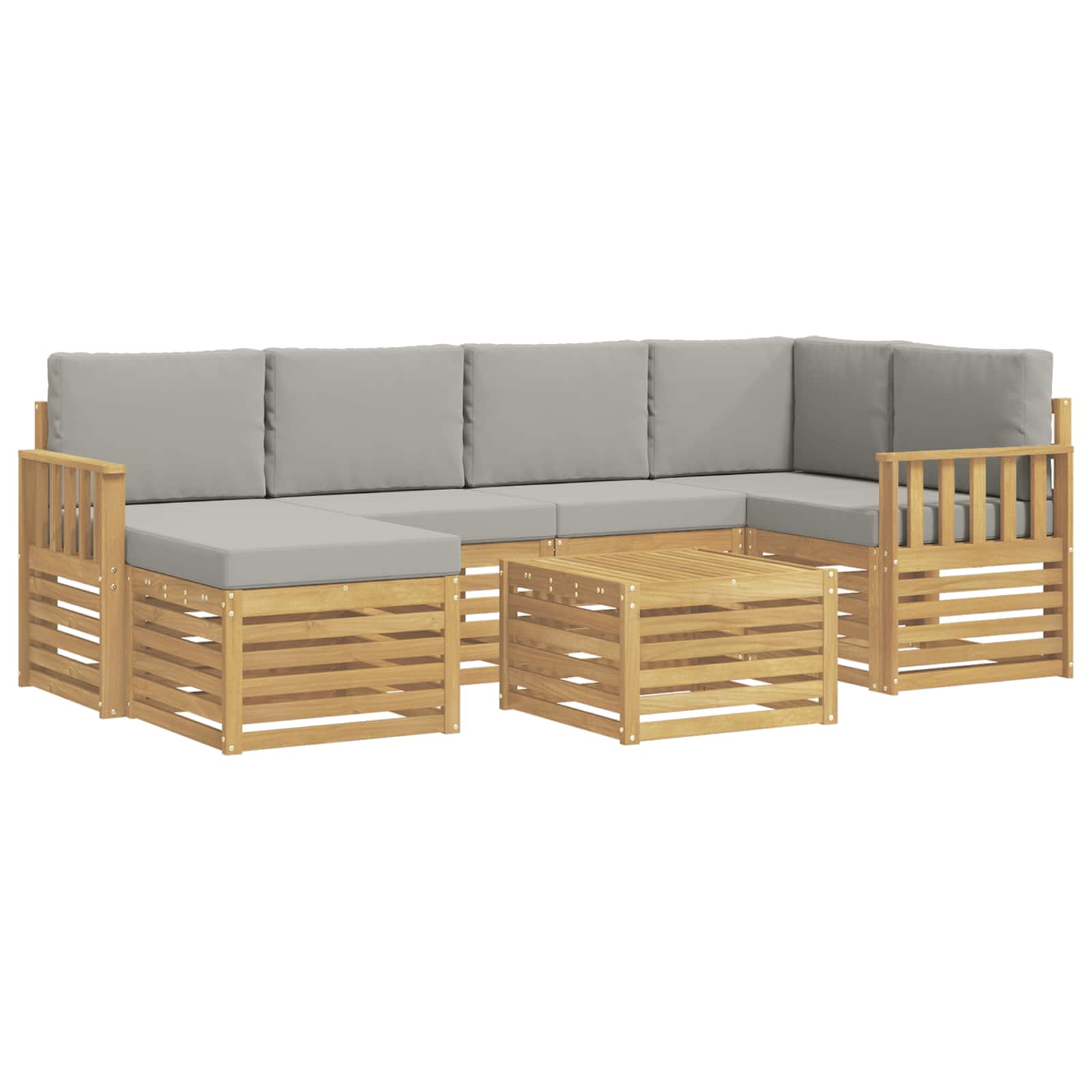 Outdoor-Sofagarnitur 7 pcs Weiß und Hellgrau 59 x 59 x 37 cm