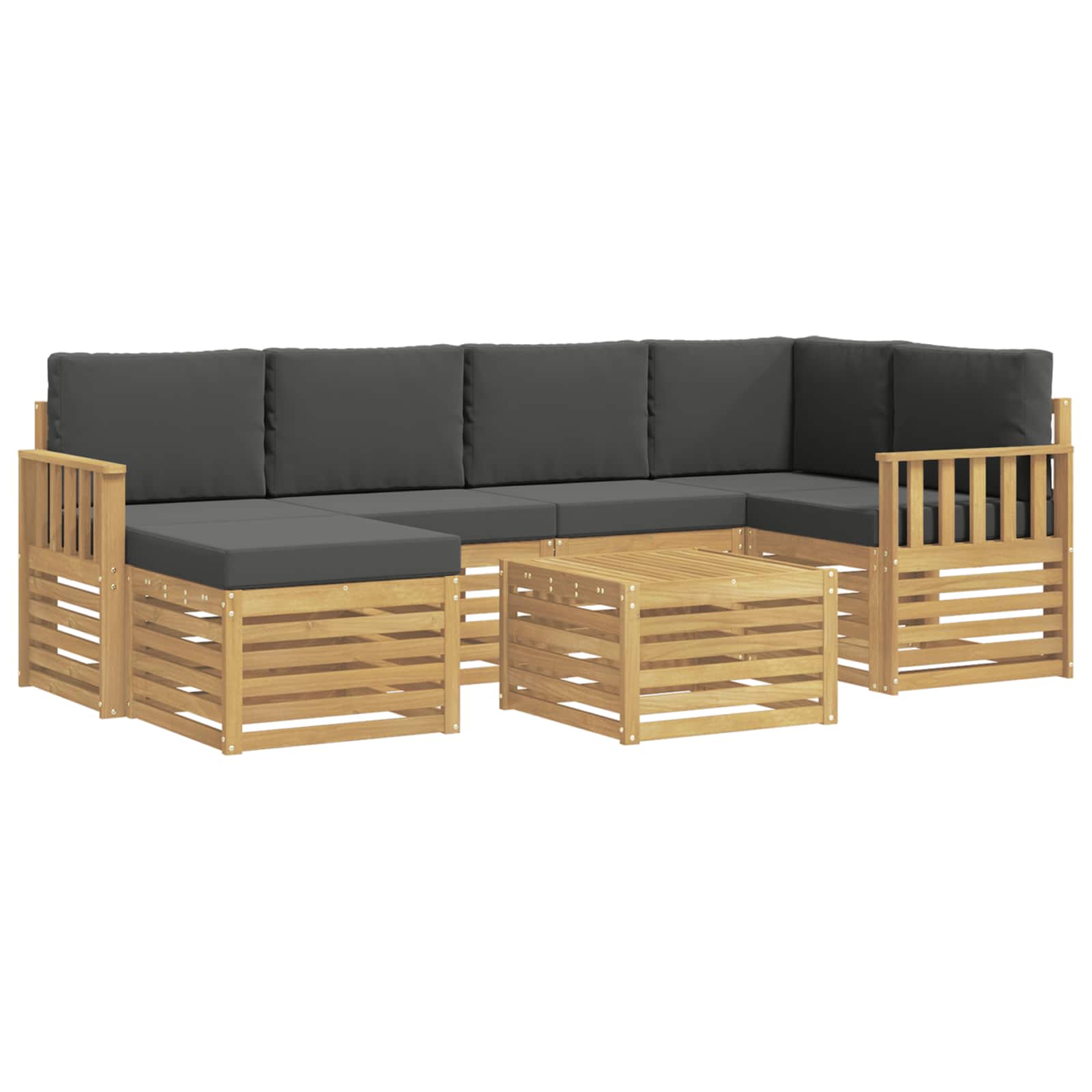 Outdoor-Sofagarnitur 7 pcs Weiß und Anthrazit Polyester