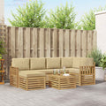 Outdoor-Sofagarnitur 7 pcs Weiß und Beige 59 x 59 x 37 cm