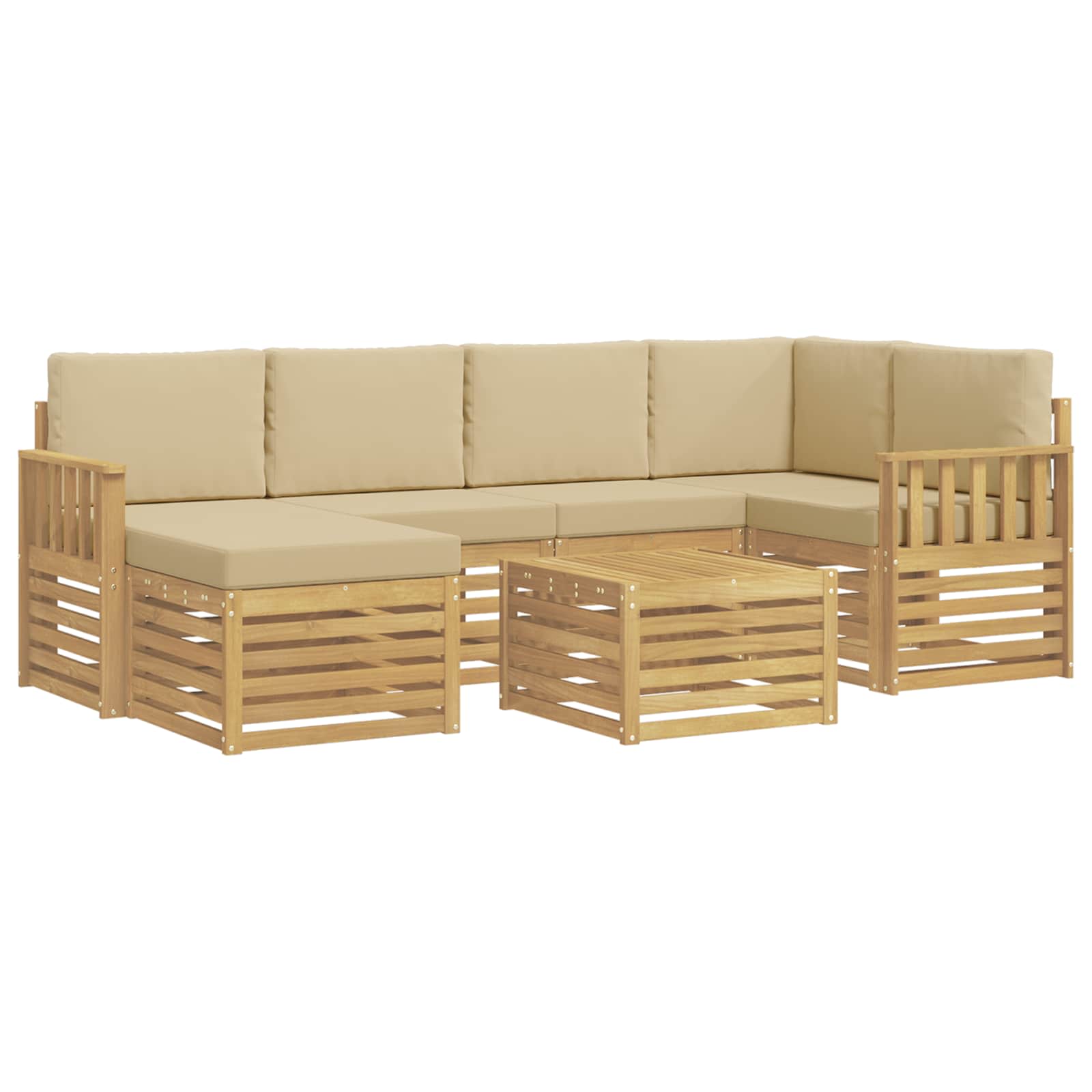 Outdoor-Sofagarnitur 7 pcs Weiß und Beige 59 x 59 x 37 cm