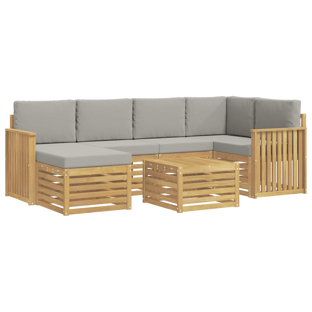 Outdoor-Sofagarnitur 7 pcs Weiß und Hellgrau Polyester