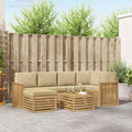 Outdoor-Sofagarnitur 7 pcs Weiß und Beige Polyester