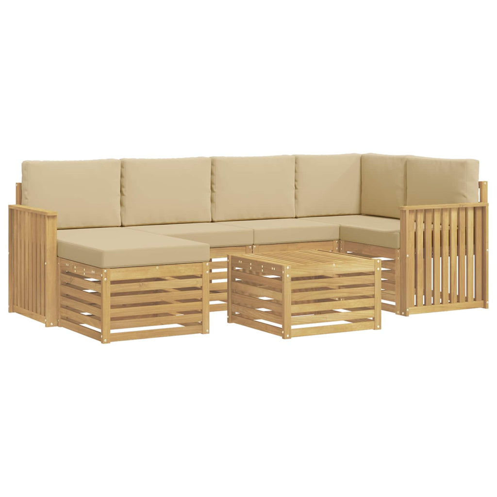 Outdoor-Sofagarnitur 7 pcs Weiß und Beige Polyester