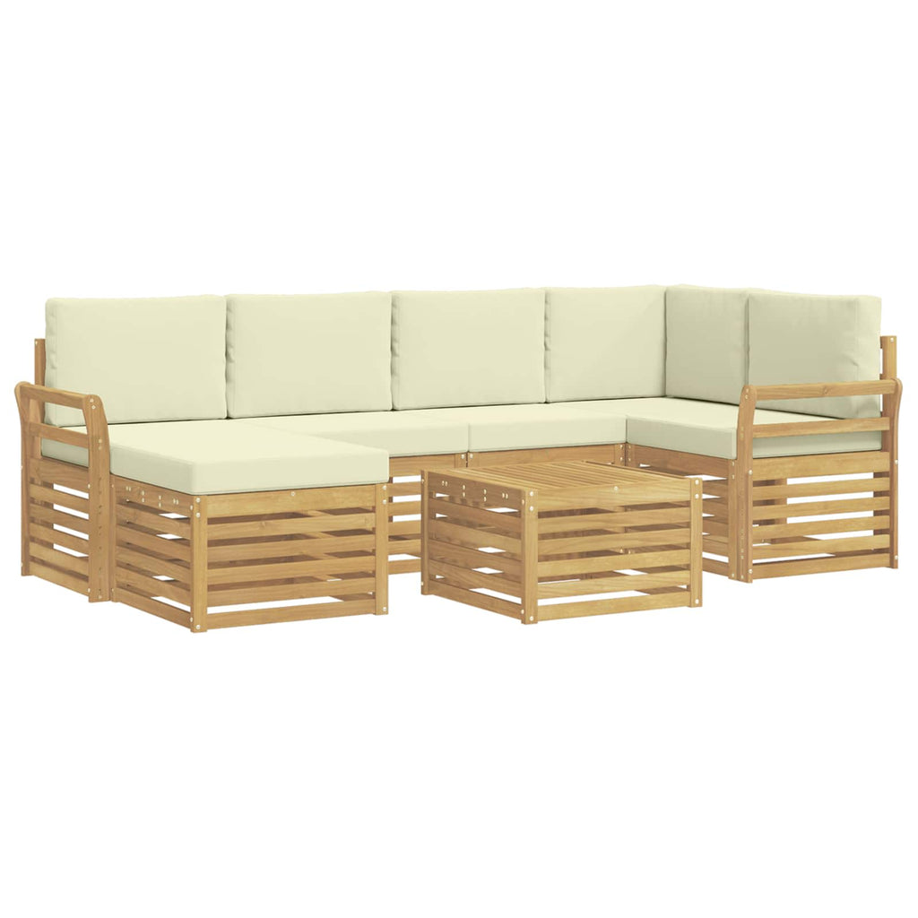 Outdoor-Sofagarnitur 7 pcs Weiß und Creme Polyester
