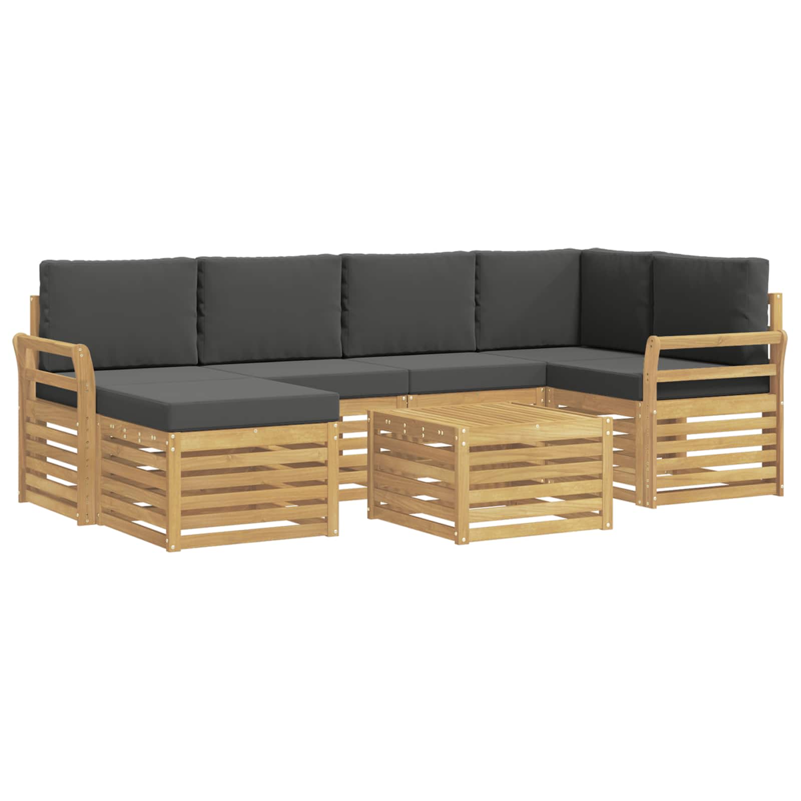 Outdoor-Sofagarnitur 7 pcs Weiß und Anthrazit Polyester