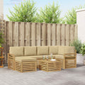 Outdoor-Sofagarnitur 7 pcs Weiß und Beige Polyester