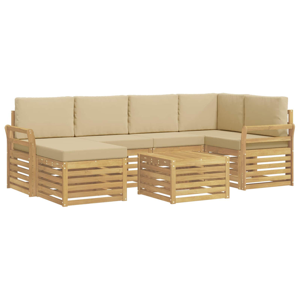 Outdoor-Sofagarnitur 7 pcs Weiß und Beige Polyester