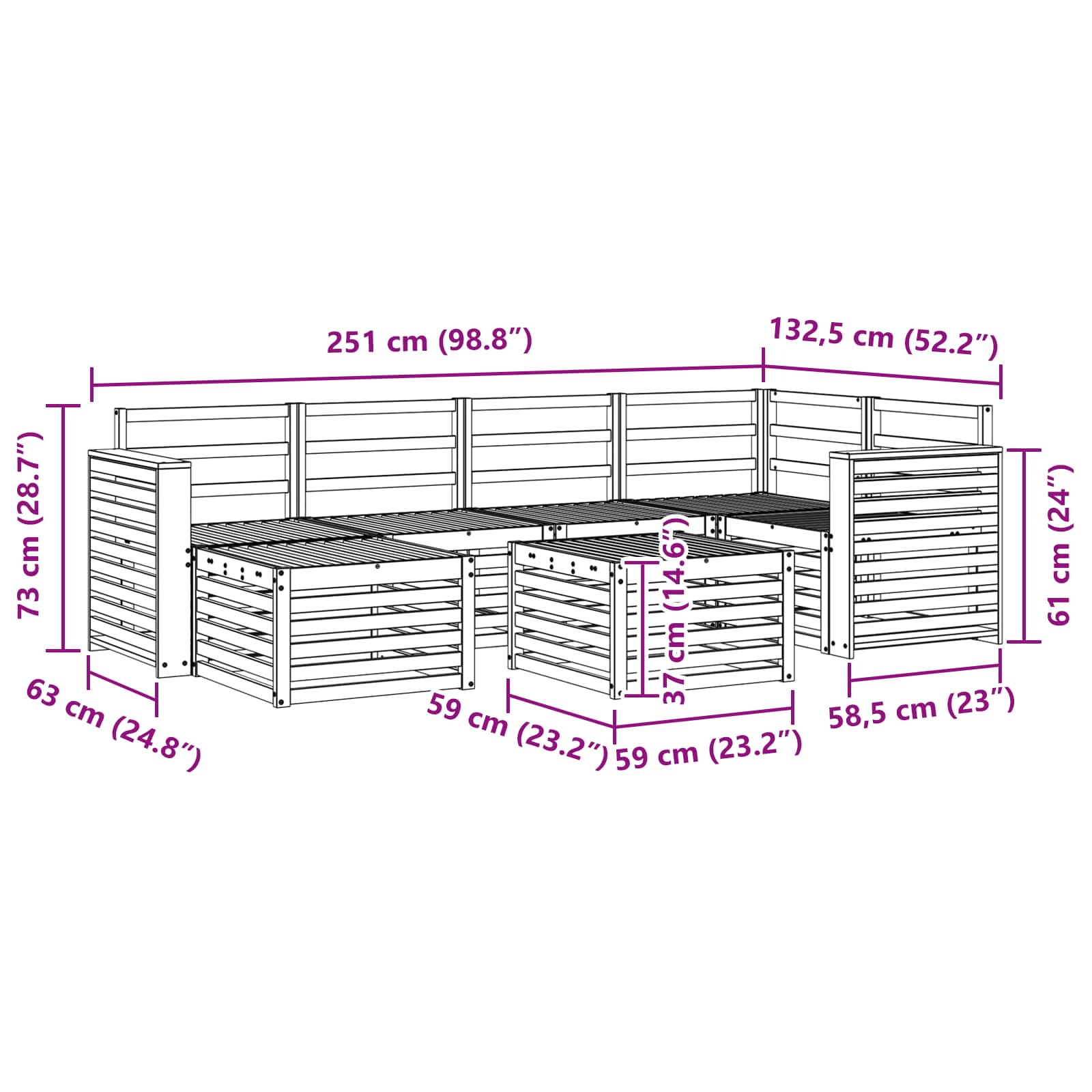 Outdoor-Sofagarnitur 7 pcs Weiß Polyester