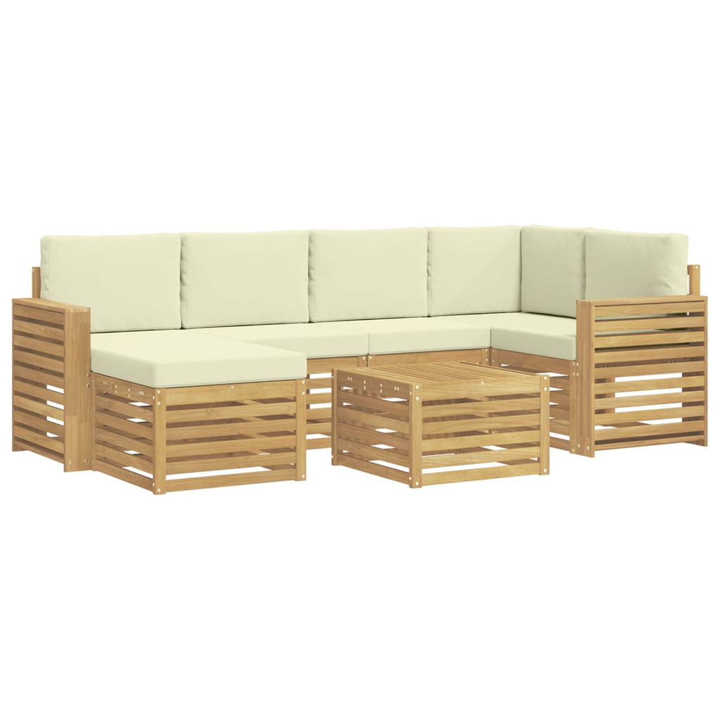 Outdoor-Sofagarnitur 7 pcs Weiß und Creme Polyester
