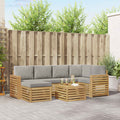 Outdoor-Sofagarnitur 7 pcs Weiß und Hellgrau Polyester