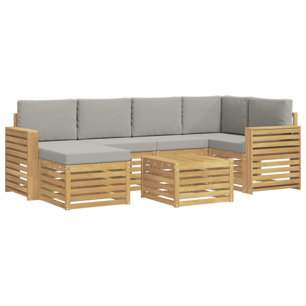 Outdoor-Sofagarnitur 7 pcs Weiß und Hellgrau Polyester