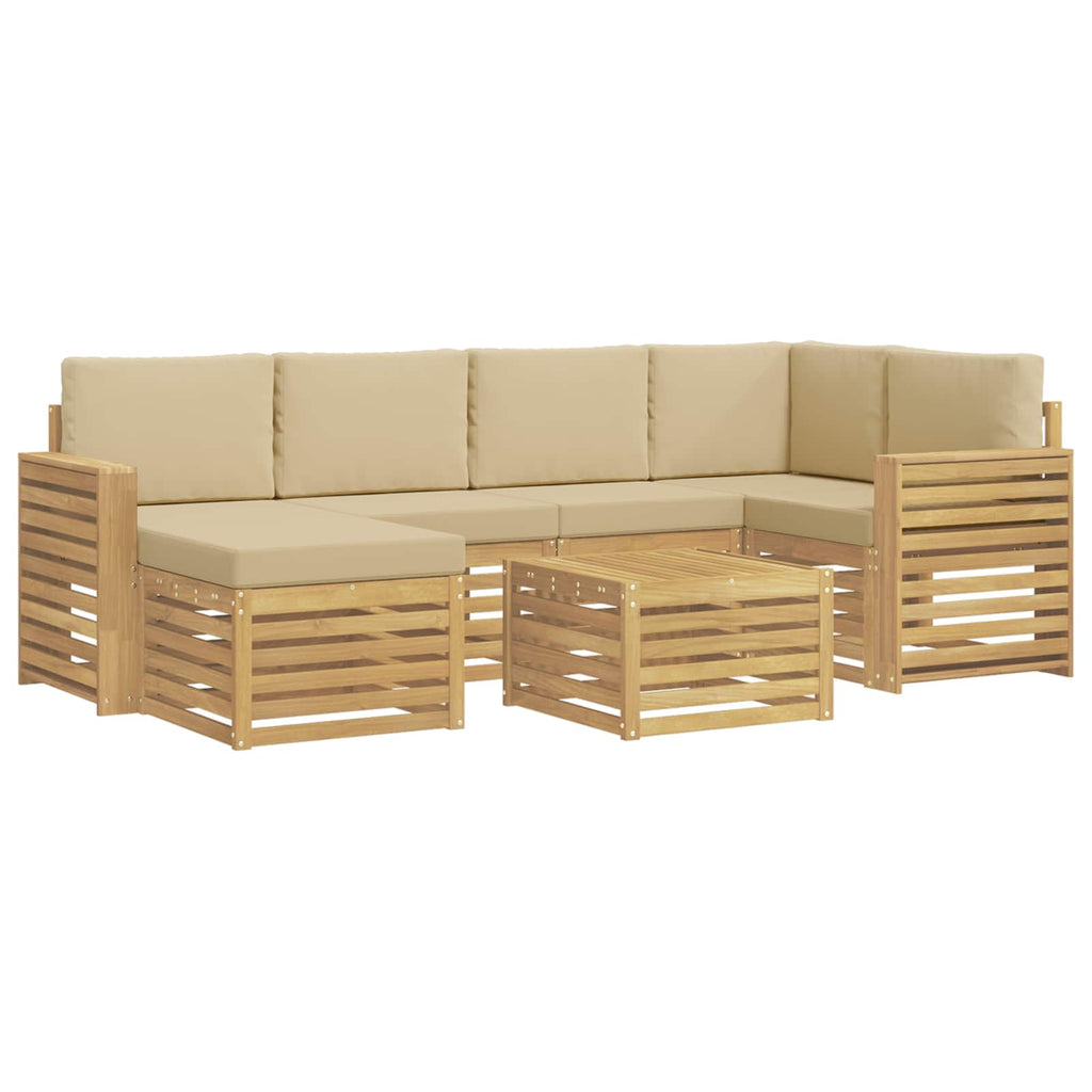 Outdoor-Sofagarnitur 7 pcs Weiß und Beige Polyester
