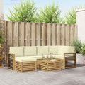 Outdoor-Sofagarnitur 7 pcs Weiß und Creme Polyester