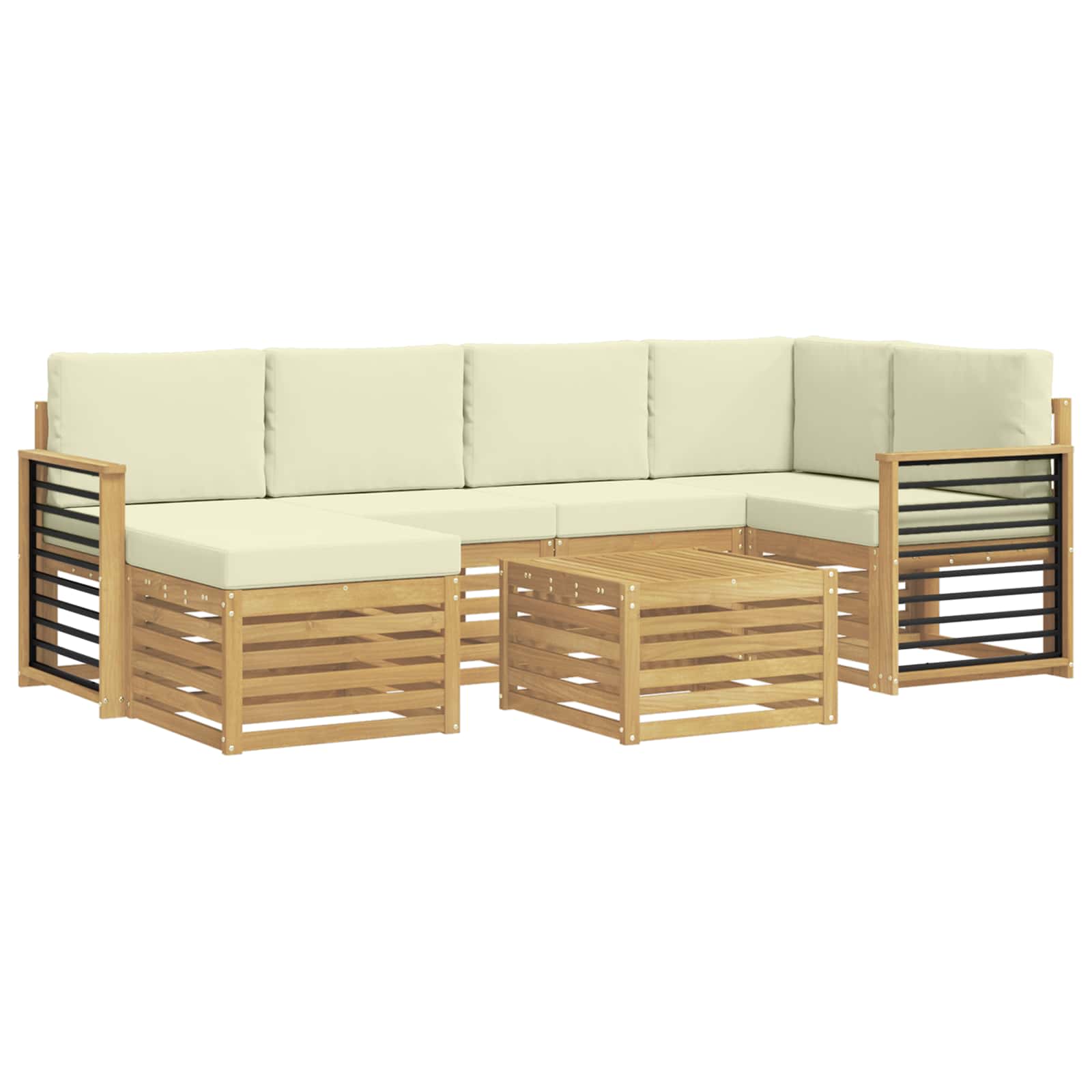 Outdoor-Sofagarnitur 7 pcs Weiß und Creme Polyester