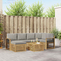 Outdoor-Sofagarnitur 7 pcs Weiß und Hellgrau Polyester