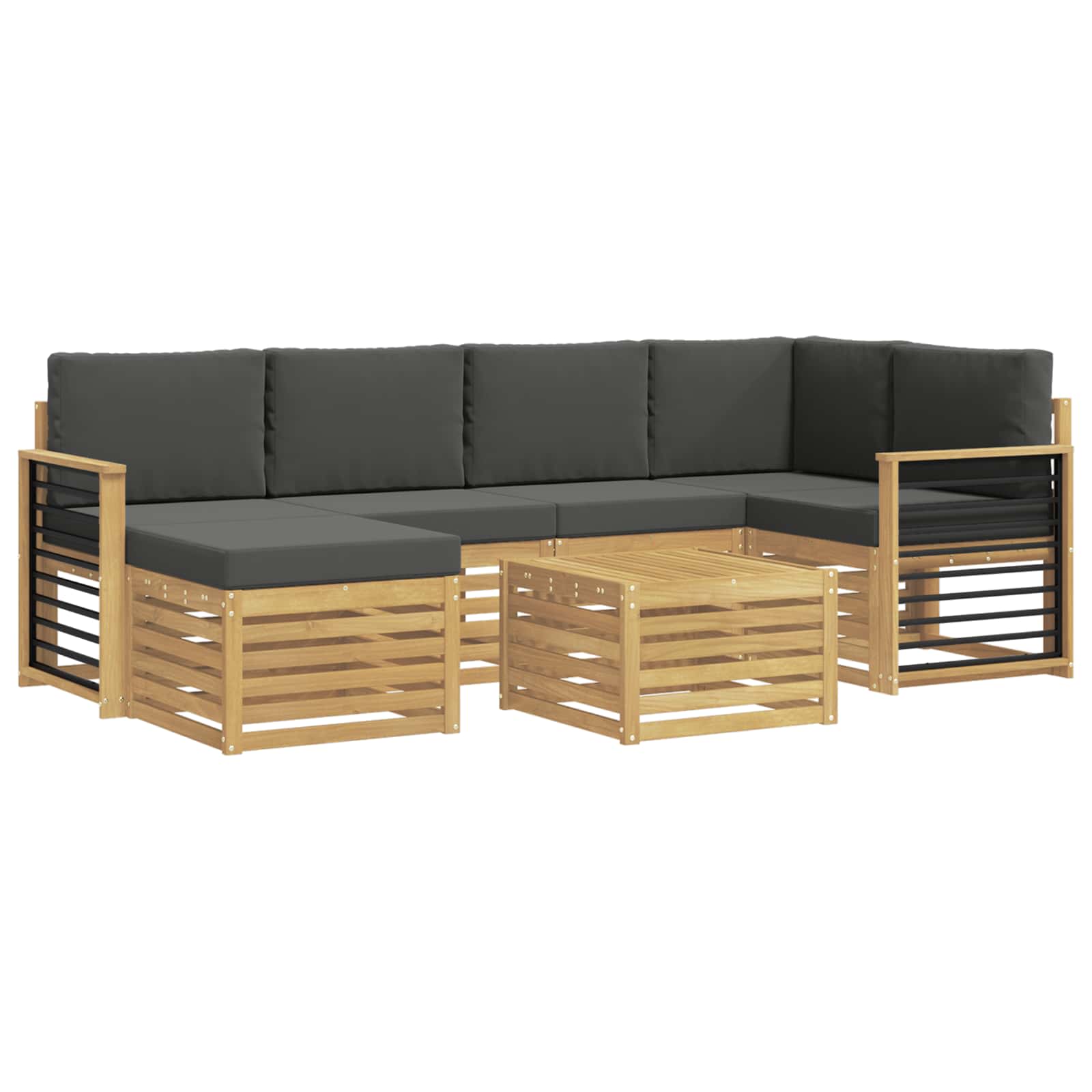 Outdoor-Sofagarnitur 7 pcs Weiß und Anthrazit Polyester