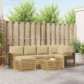 Outdoor-Sofagarnitur 7 pcs Weiß und Beige Polyester