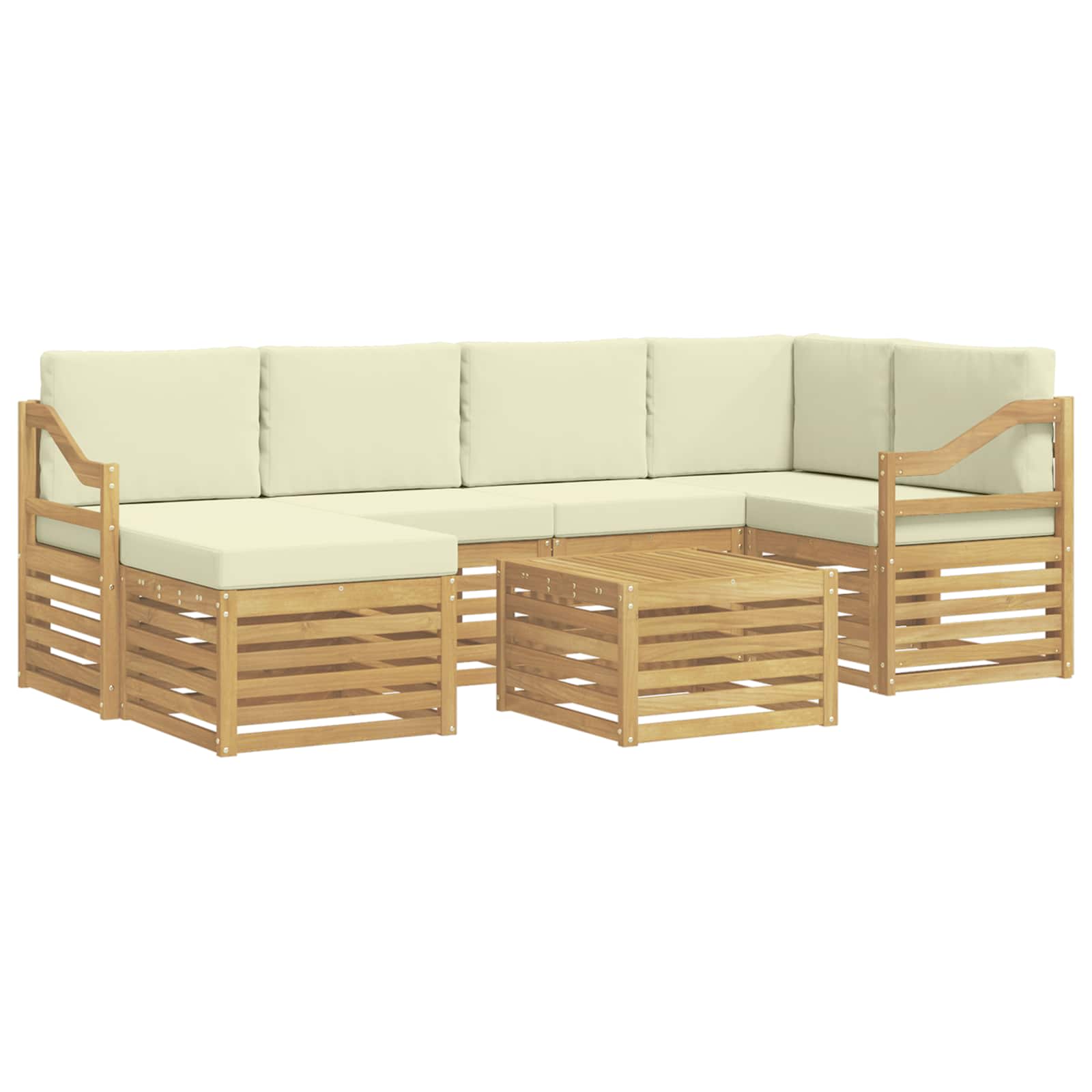 Outdoor-Sofagarnitur 7 pcs Weiß und Creme Polyester