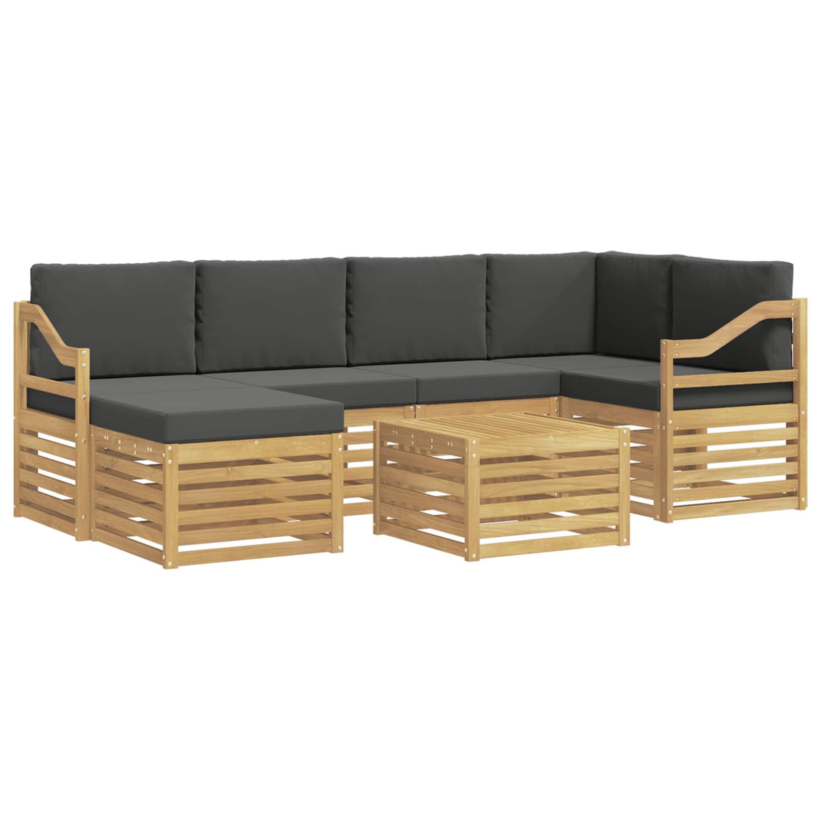 Outdoor-Sofagarnitur 7 pcs Weiß und Anthrazit Polyester