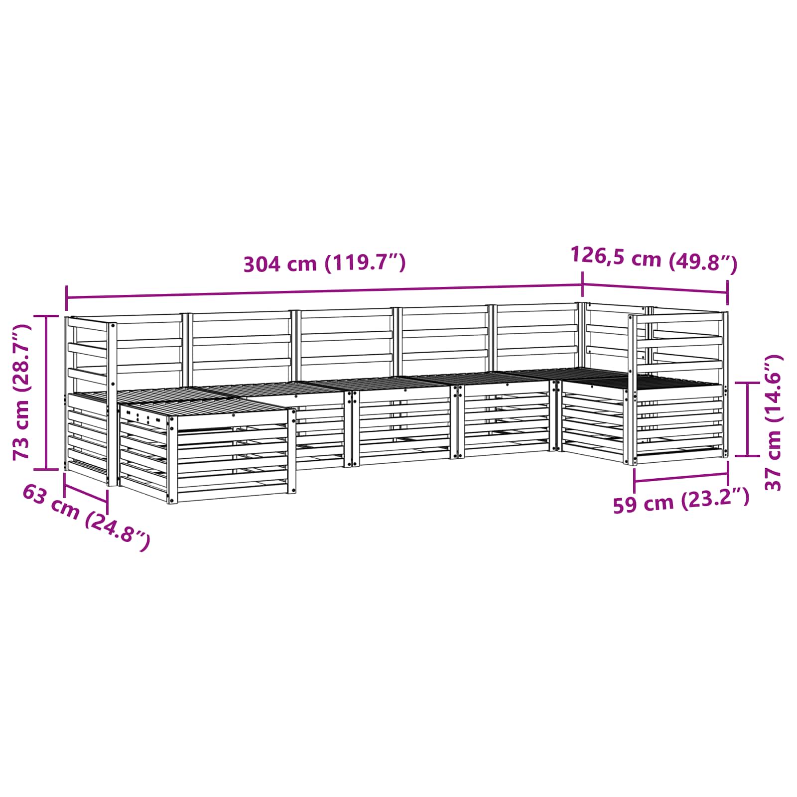 Outdoor-Sofagarnitur 7 pcs Weiß