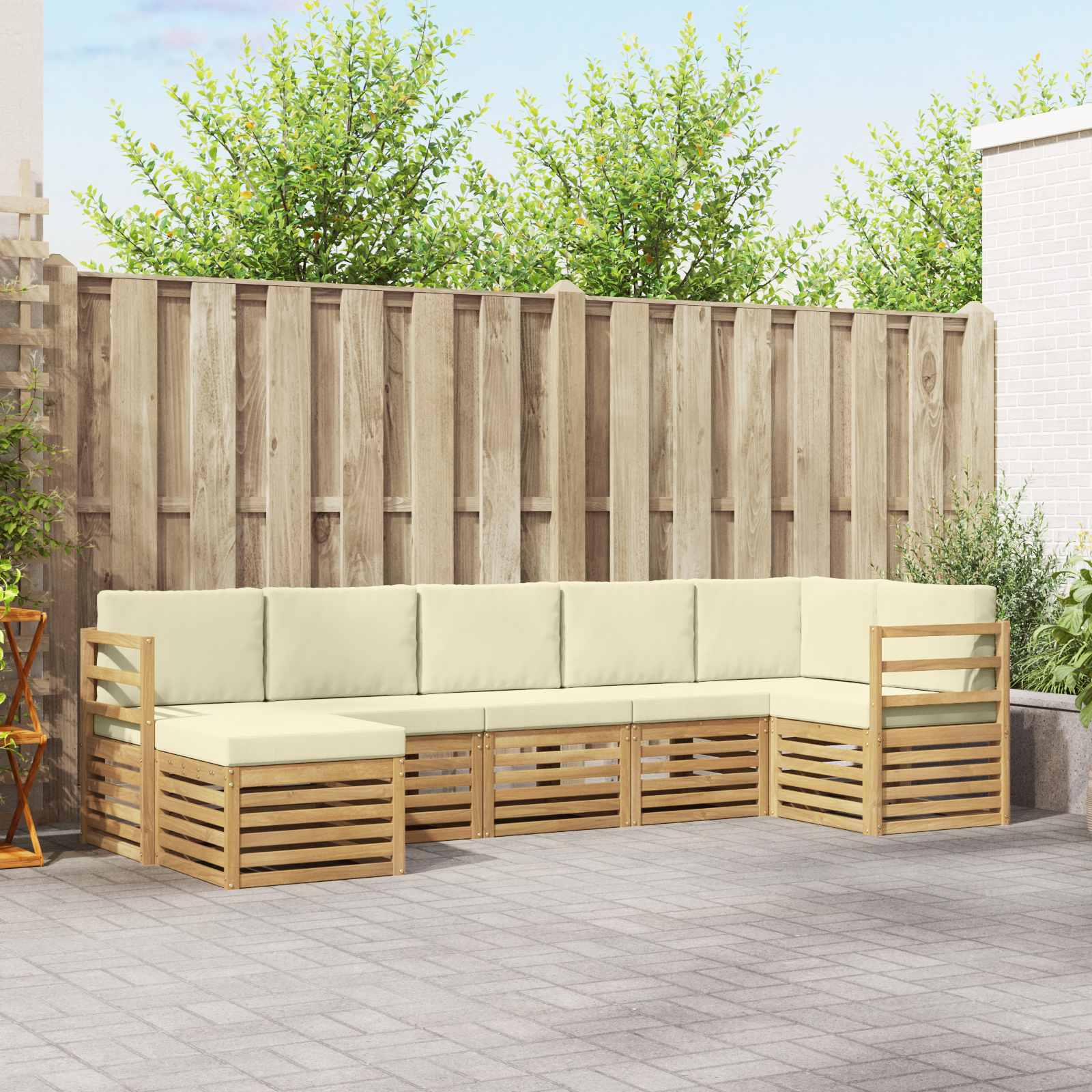 Outdoor-Sofagarnitur 7 pcs Weiß und Creme