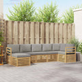 Outdoor-Sofagarnitur 7 pcs Weiß und Hellgrau