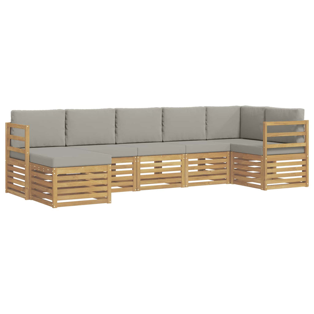 Outdoor-Sofagarnitur 7 pcs Weiß und Hellgrau