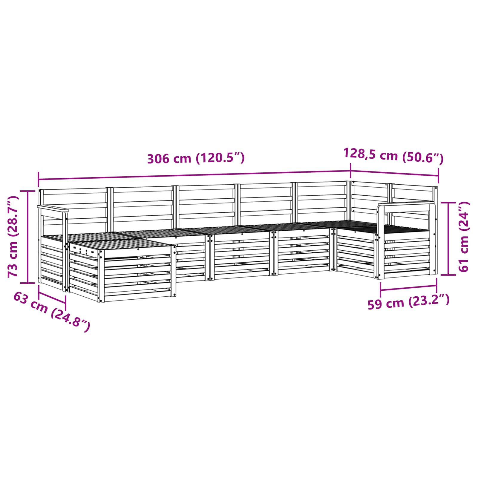 Outdoor-Sofagarnitur 7 pcs Weiß