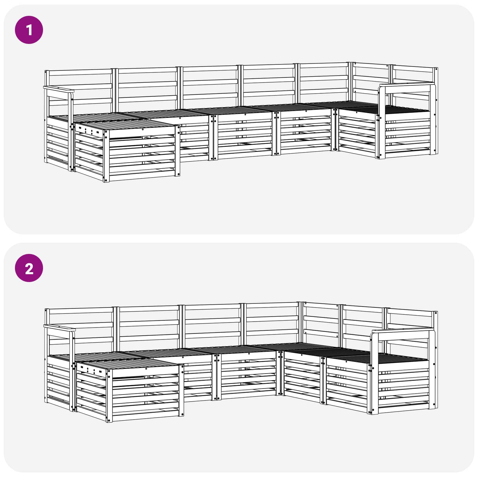 Outdoor-Sofagarnitur 7 pcs Weiß