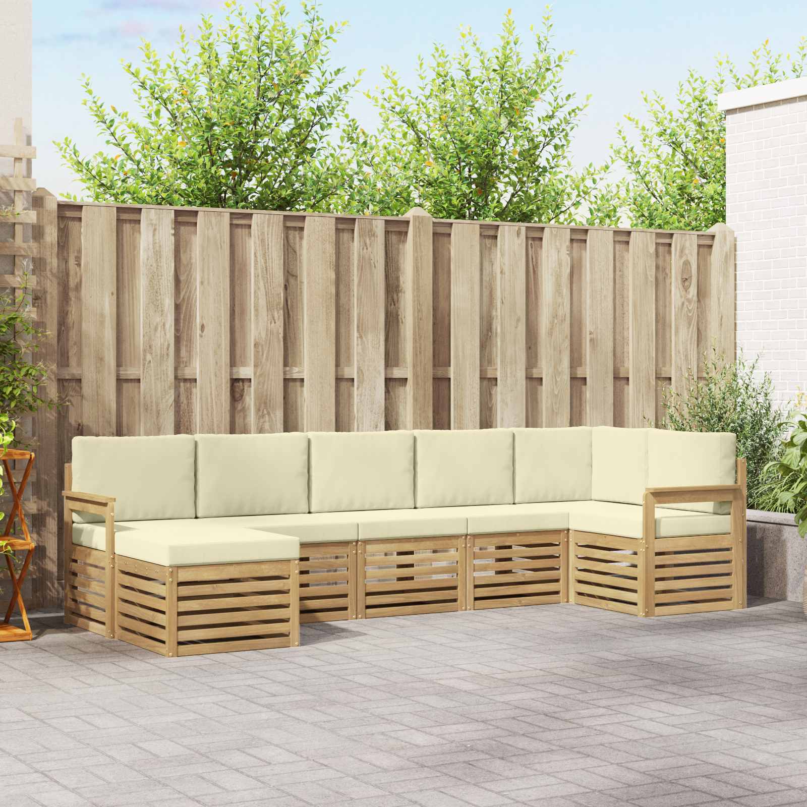 Outdoor-Sofagarnitur 7 pcs Weiß und Creme