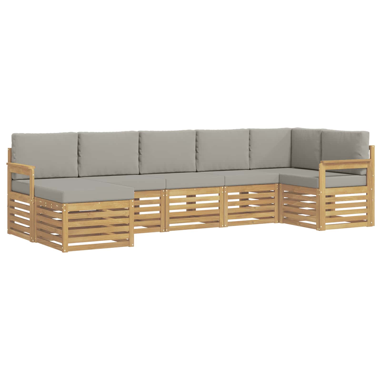 Outdoor-Sofagarnitur 6 pcs Weiß und Hellgrau
