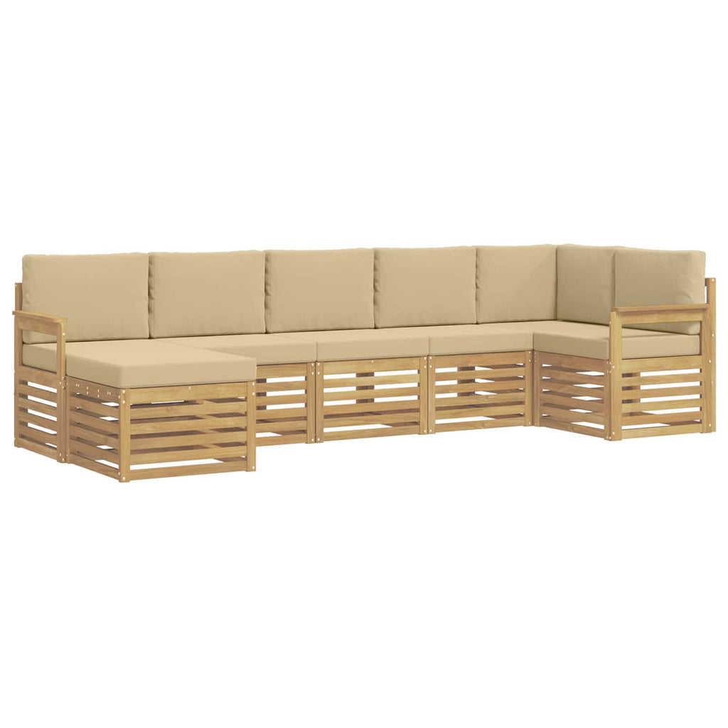Outdoor-Sofagarnitur 6 pcs Weiß und Beige 306 x 128,5 x 73 cm