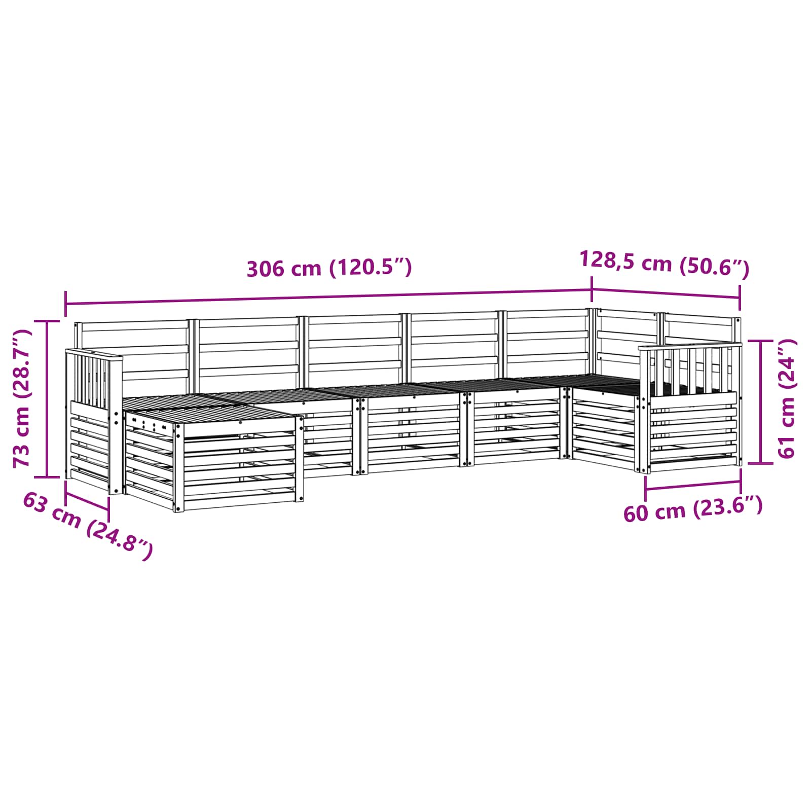 Outdoor-Sofagarnitur 7 pcs Weiß