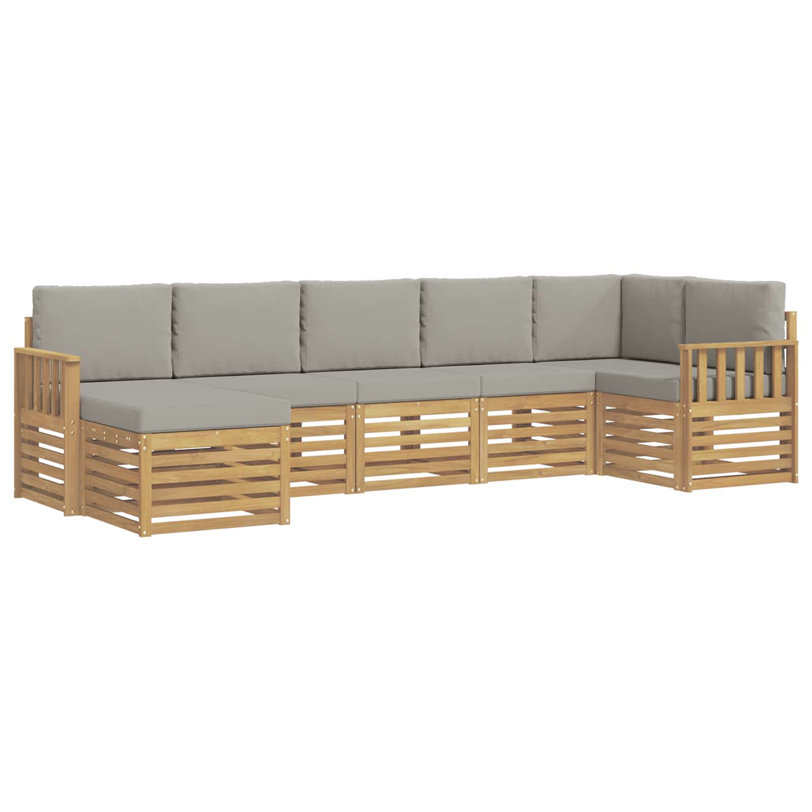 Outdoor-Sofagarnitur 6 pcs Weiß und Hellgrau
