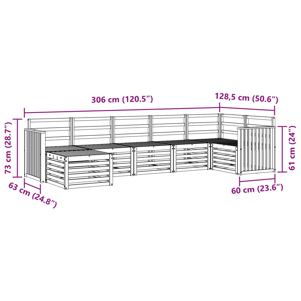 Outdoor-Sofagarnitur 7 pcs Weiß