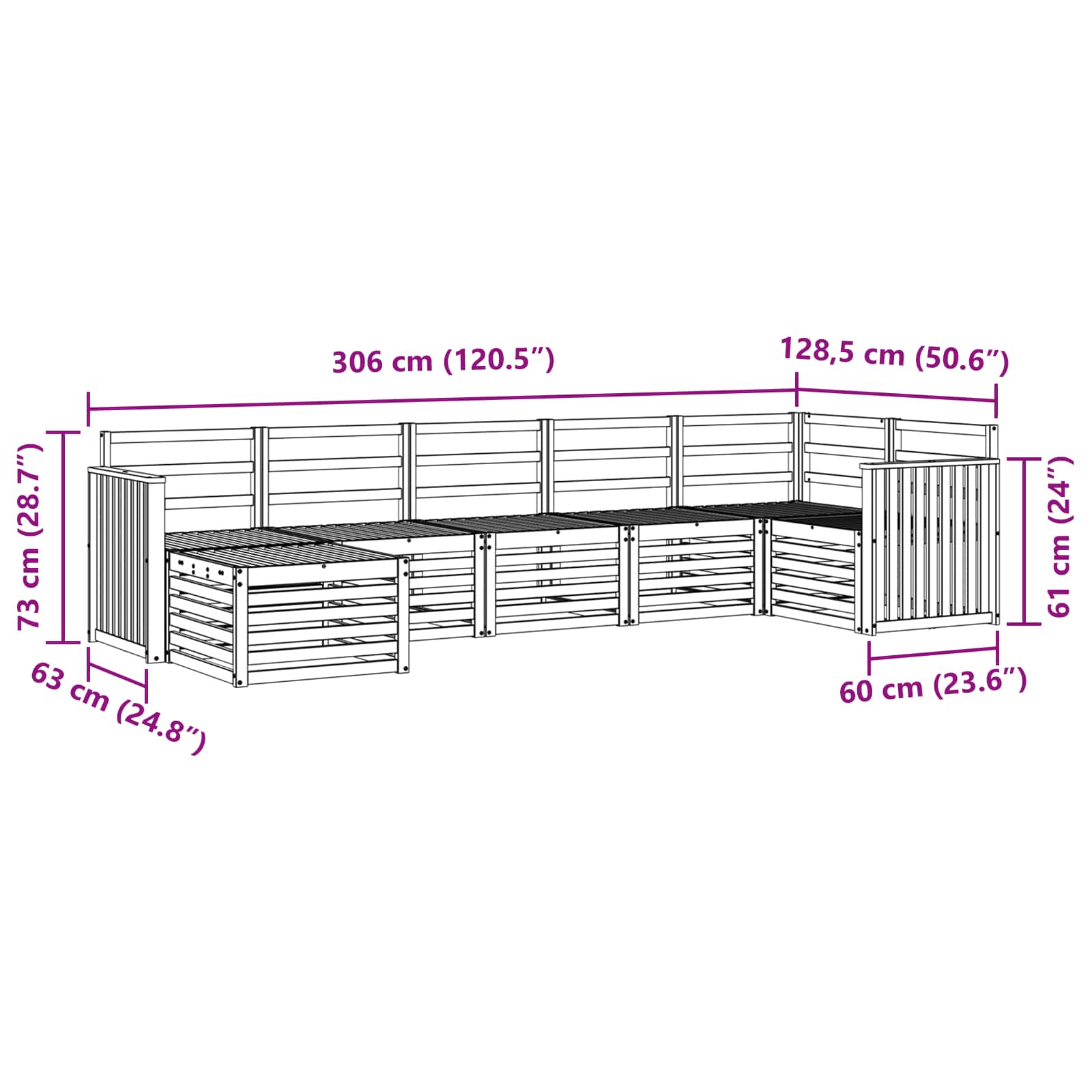 Outdoor-Sofagarnitur 7 pcs Weiß
