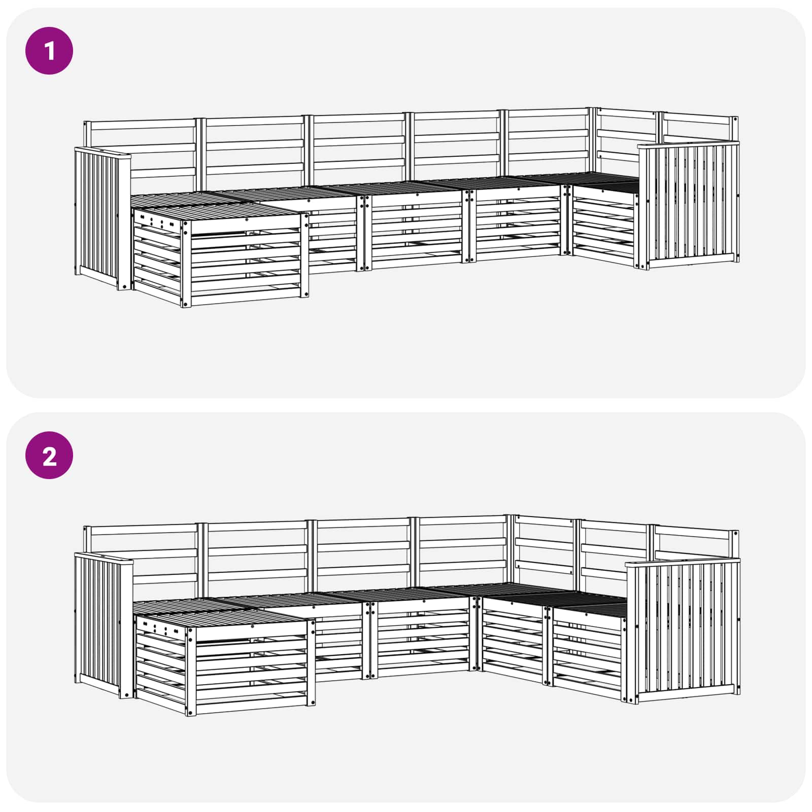 Outdoor-Sofagarnitur 7 pcs Weiß