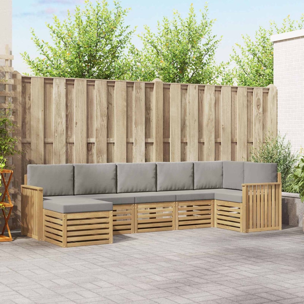 Outdoor-Sofagarnitur 7 pcs Weiß und Hellgrau