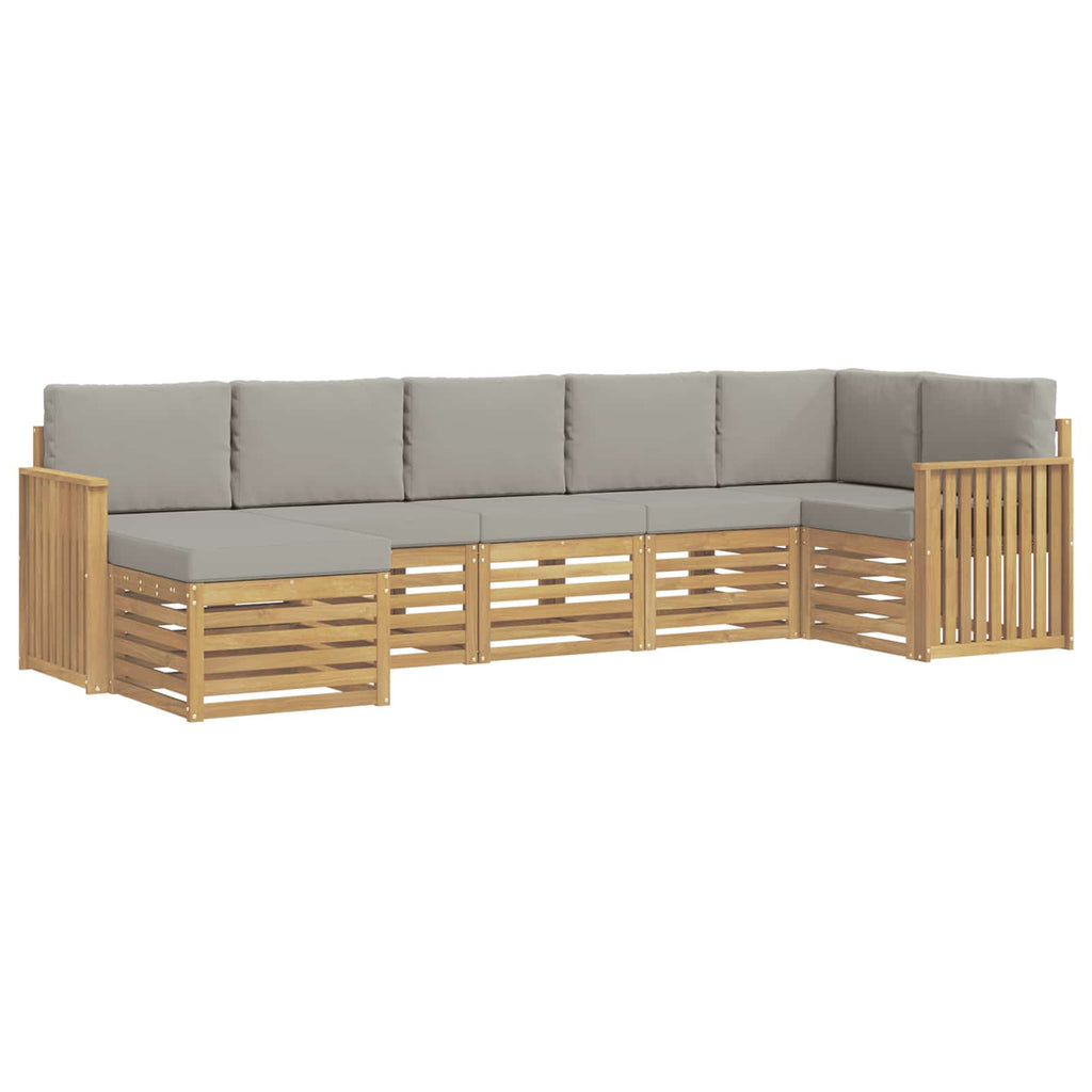 Outdoor-Sofagarnitur 7 pcs Weiß und Hellgrau