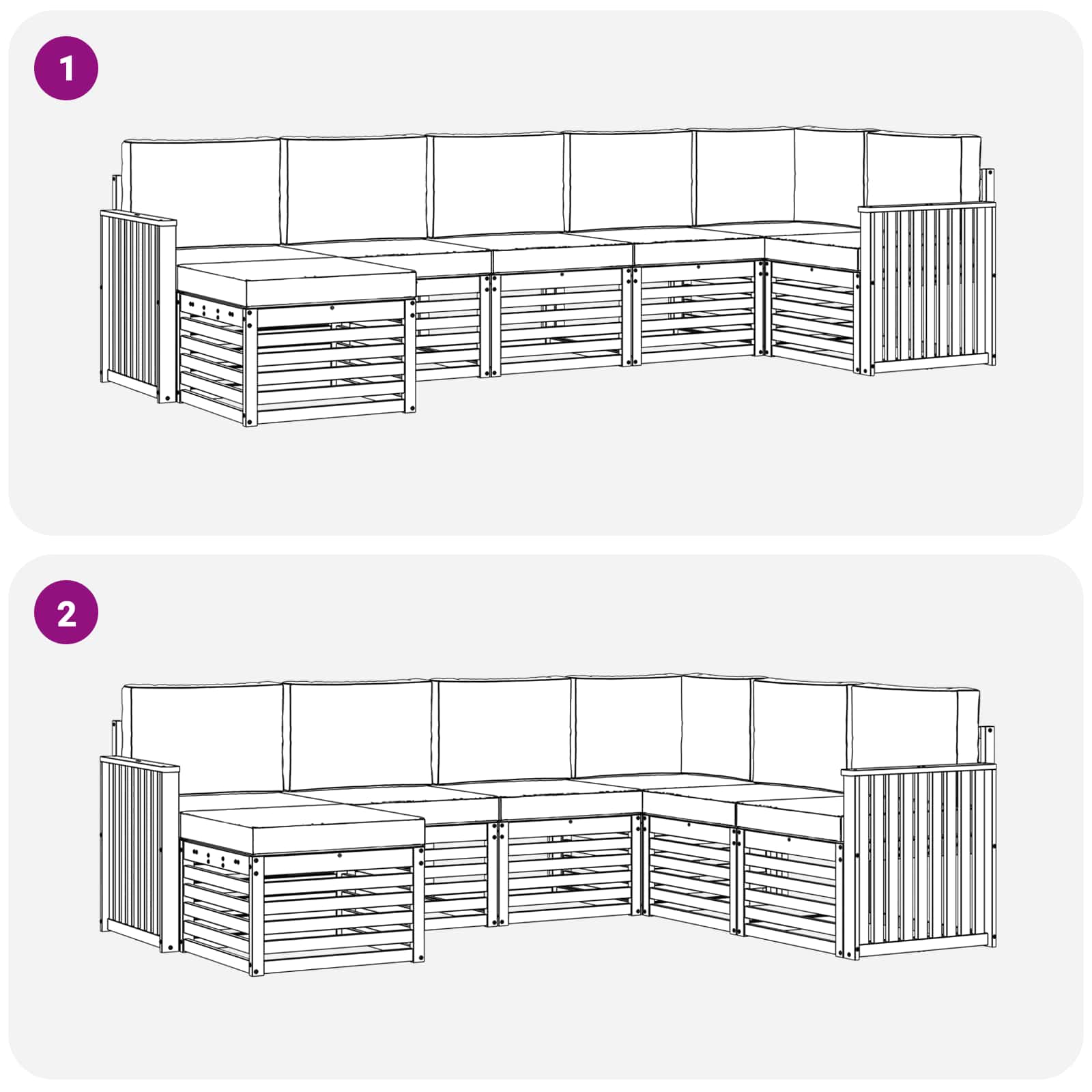 Outdoor-Sofagarnitur 7 pcs Weiß und Hellgrau
