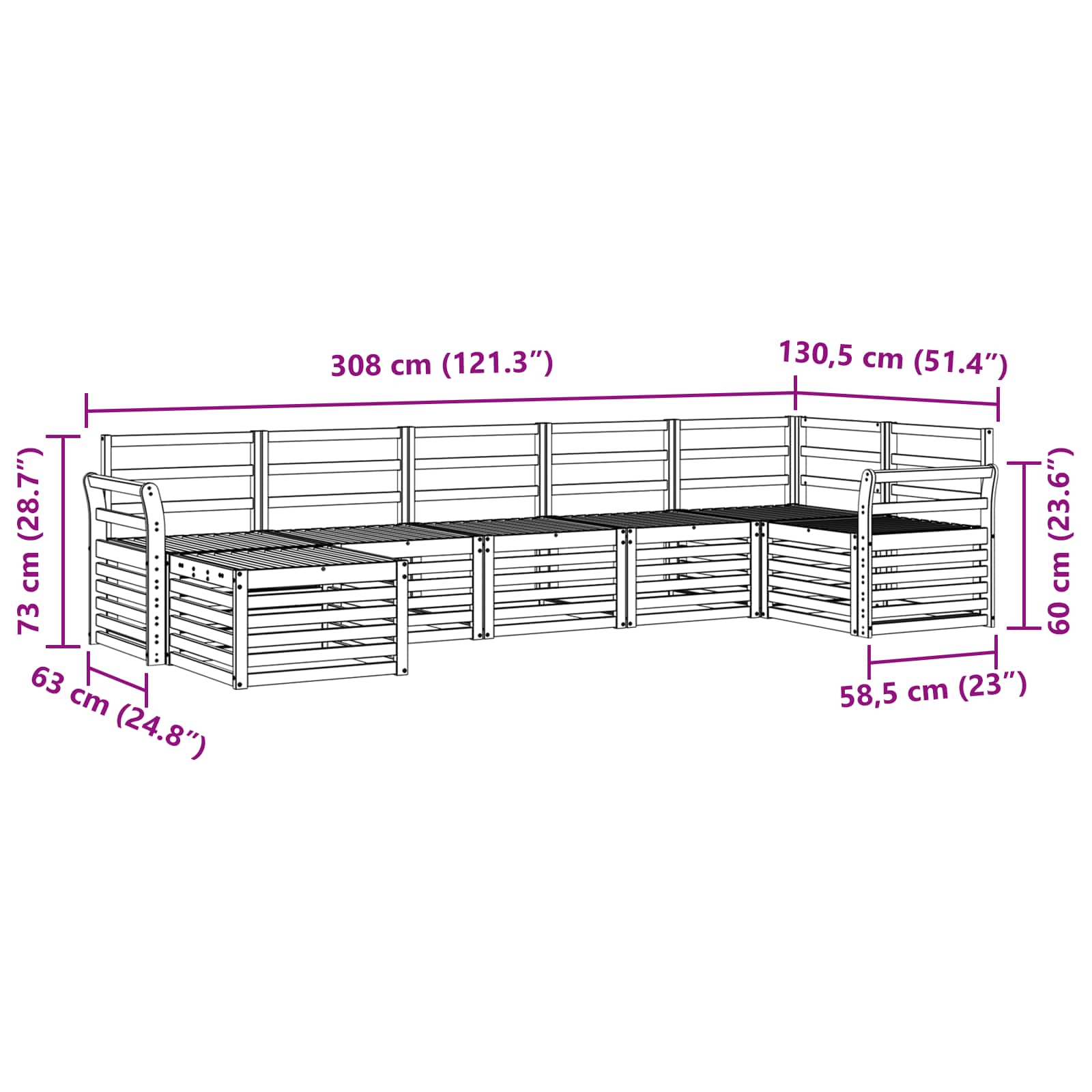 Outdoor-Sofagarnitur 7 pcs Weiß