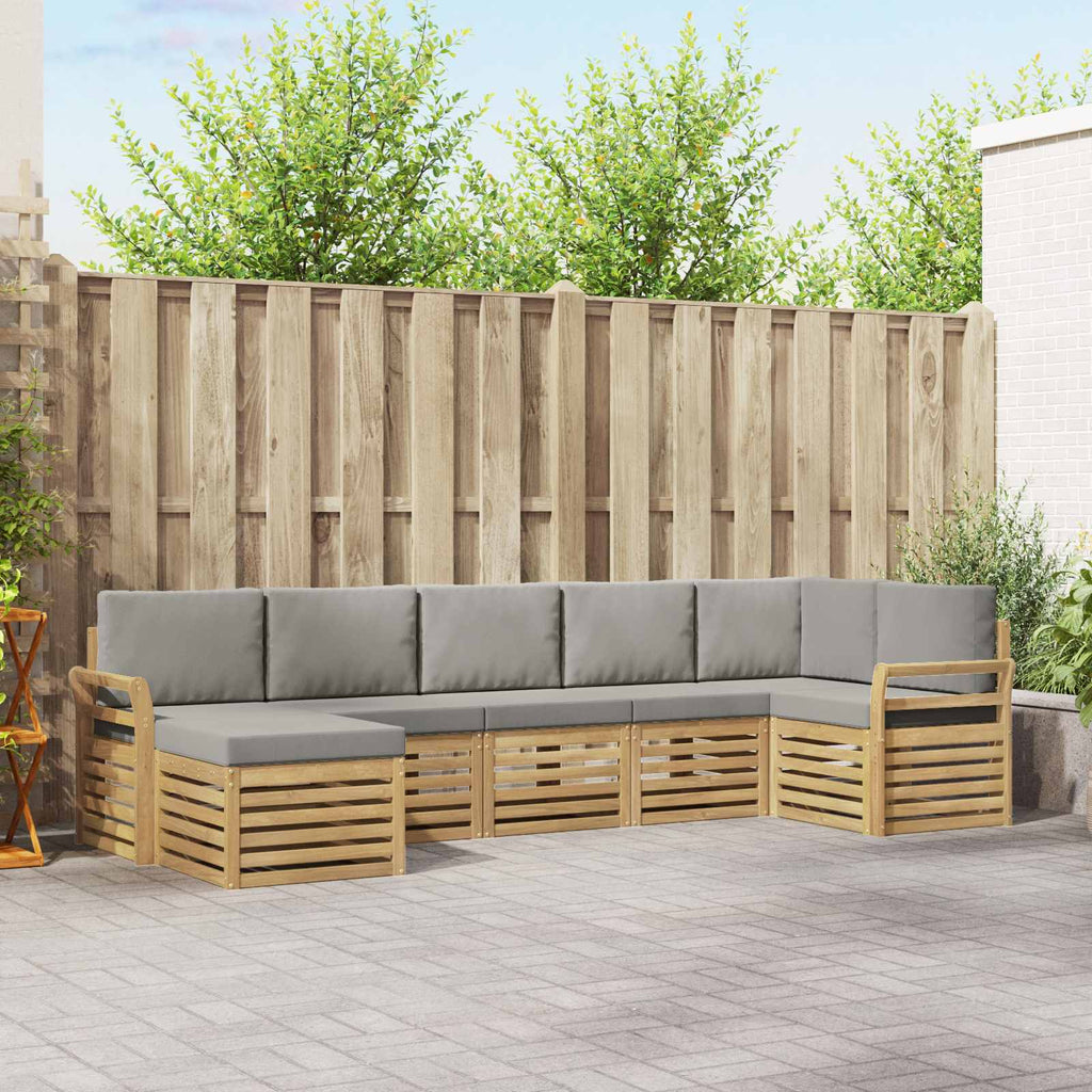 Outdoor-Sofagarnitur 7 pcs Weiß und Hellgrau