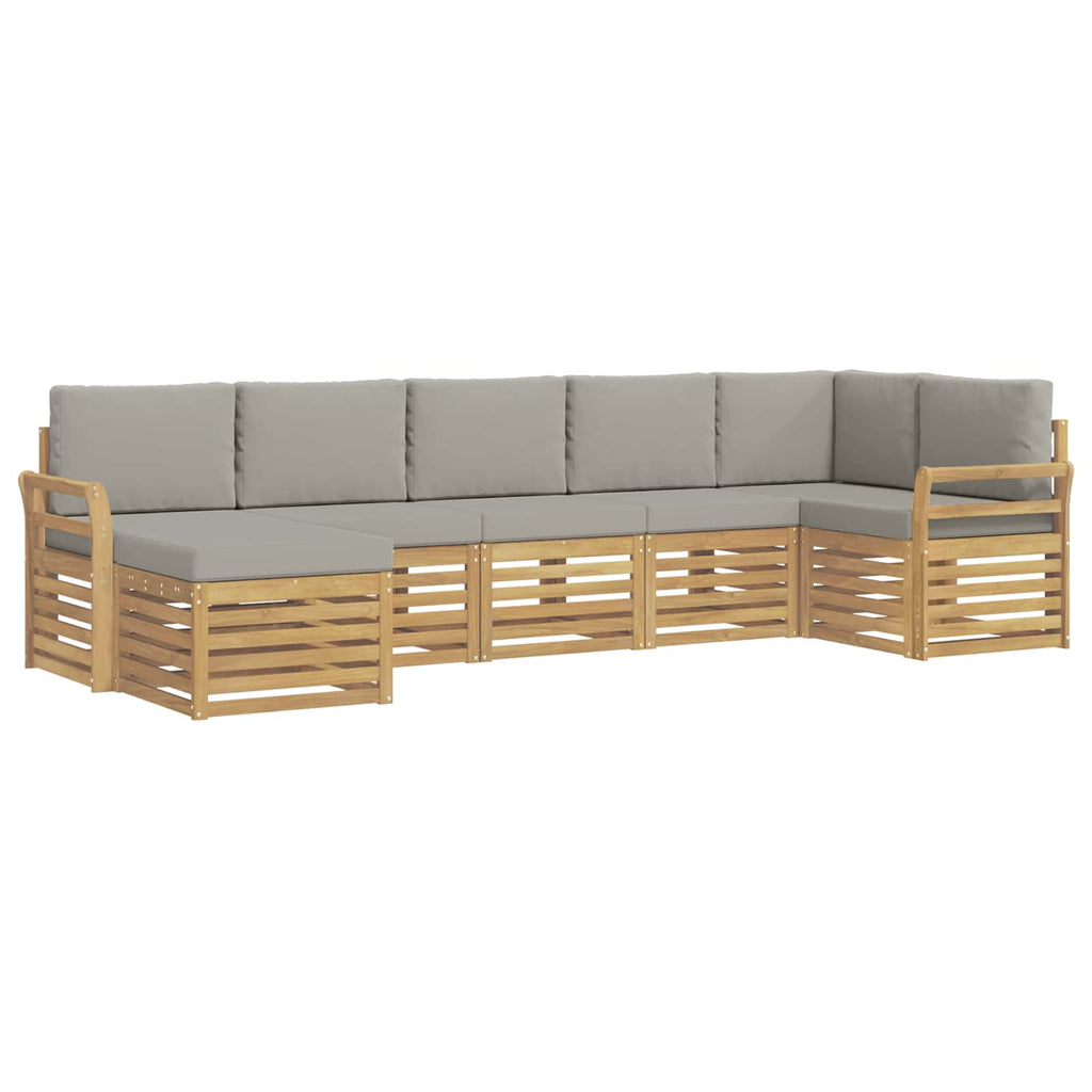 Outdoor-Sofagarnitur 7 pcs Weiß und Hellgrau