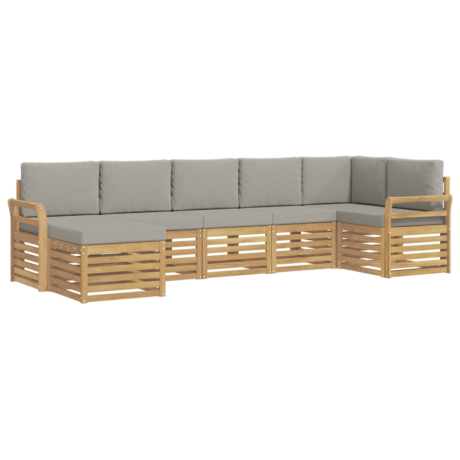 Outdoor-Sofagarnitur 7 pcs Weiß und Hellgrau